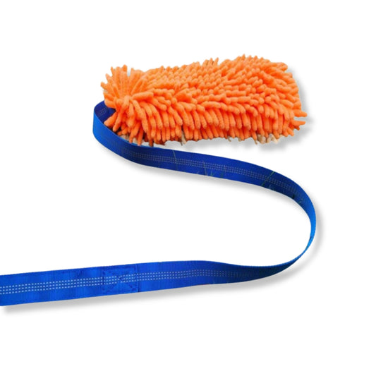 Fluffy Tug Toy (Orange Tug- Blue Handle)