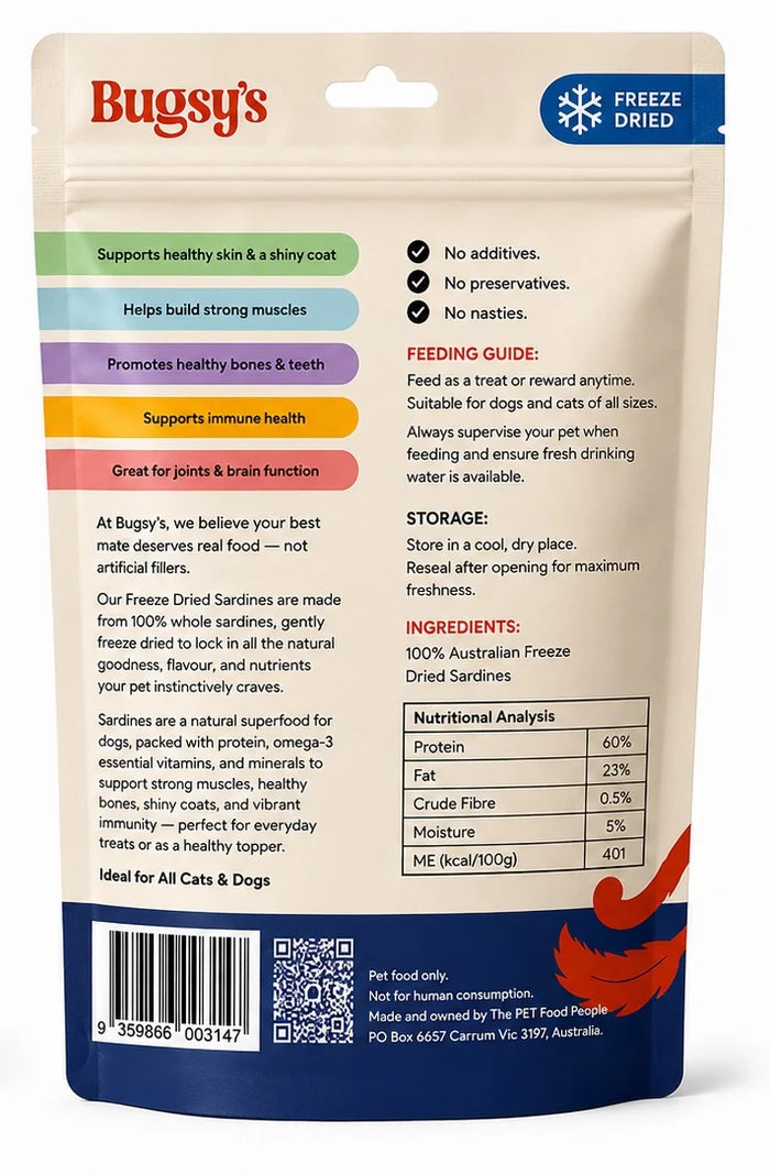Bugsy Sardines - Freeze Dried (Cats & Dogs)